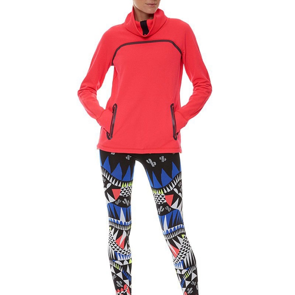 Sweaty Betty Fleece Tech Workout Pullover size: Medium- Fluoro Shade w/ Black